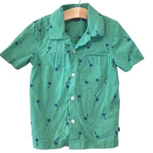 Gap Kids Boy Shirt Green Palm Tree Button Down - Size XS 4-5